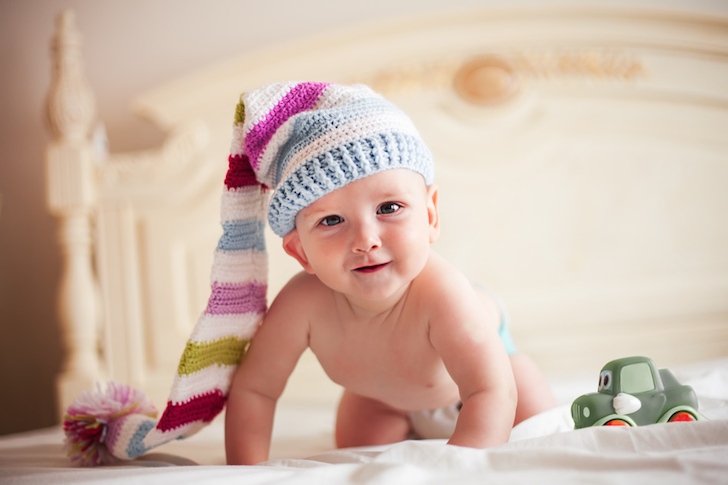 baby with long hat