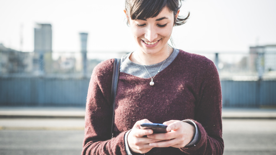 woman on smartphone