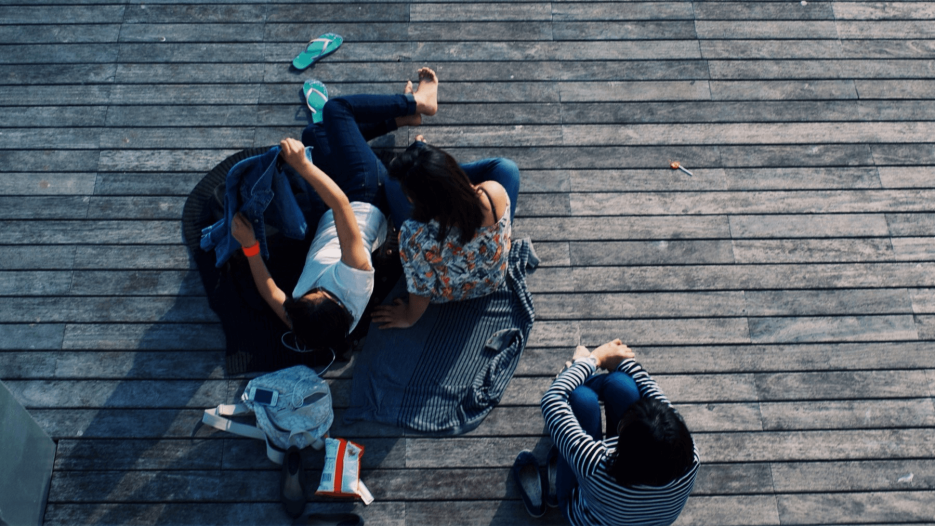 friends on a blanket
